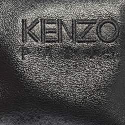 Pre Owned Kenzo Black Leather Tiger Embroidered Belt Bag