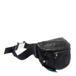 Pre Owned Kenzo Black Leather Tiger Embroidered Belt Bag