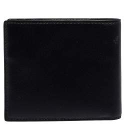 Pre Owned Kenzo Black Leather Sqaure Logo Bifold Wallet 