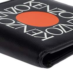 Pre Owned Kenzo Black Leather Sqaure Logo Bifold Wallet 