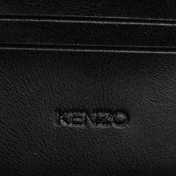 Pre Owned Kenzo Black Leather Sqaure Logo Bifold Wallet 
