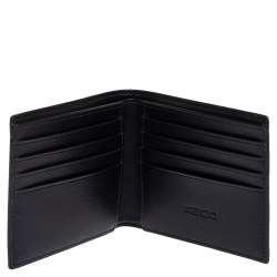 Pre Owned Kenzo Black Leather Sqaure Logo Bifold Wallet 