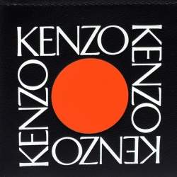 Pre Owned Kenzo Black Leather Sqaure Logo Bifold Wallet 