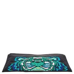 Pre Owned Kenzo Black Nylon Logo Embroidered Pouch