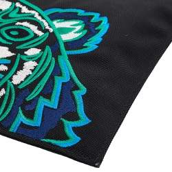 Pre Owned Kenzo Black Nylon Logo Embroidered Pouch