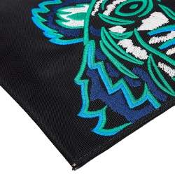 Pre Owned Kenzo Black Nylon Logo Embroidered Pouch