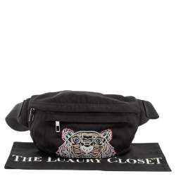 Pre Owned Kenzo Black Black Nylon Kampus Embroidered Belt Bag