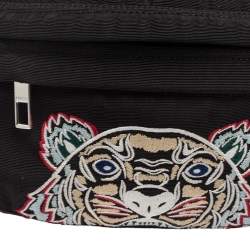 Pre Owned Kenzo Black Black Nylon Kampus Embroidered Belt Bag