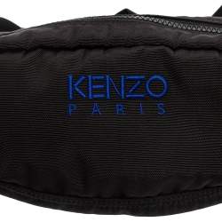 Pre Owned Kenzo Black Black Nylon Kampus Embroidered Belt Bag