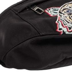 Pre Owned Kenzo Black Black Nylon Kampus Embroidered Belt Bag