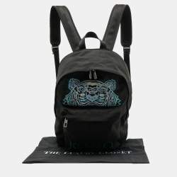 Pre Owned Kenzo Black Tiger Embroidered Nylon Backpack