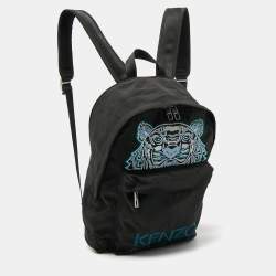 Pre Owned Kenzo Black Tiger Embroidered Nylon Backpack