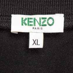 Kenzo Black Embroidered Crepe Sweatshirt XL