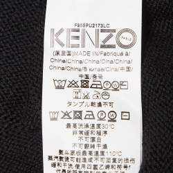 Pre Owned Kenzo Black Embroidered Rib Knit Jumper M