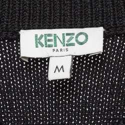 Pre Owned Kenzo Black Embroidered Rib Knit Jumper M