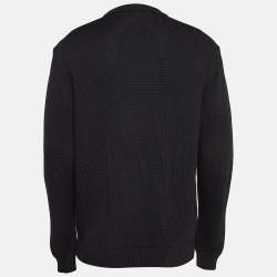 Pre Owned Kenzo Black Embroidered Rib Knit Jumper M