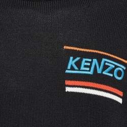 Pre Owned Kenzo Black Embroidered Rib Knit Jumper M