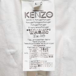 Pre Owned Kenzo Cream Printed Cotton Knit Shorts L