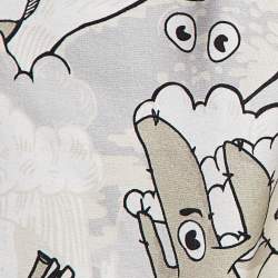 Pre Owned Kenzo Cream Printed Cotton Knit Shorts L