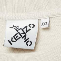 Kenzo Cream Logo Print Cotton Sweatshirt XXL