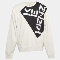 Kenzo Cream Logo Print Cotton Sweatshirt XXL