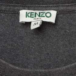 Kenzo Dark Grey Printed Cotton Crew Neck T-Shirt M