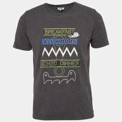 Kenzo Dark Grey Printed Cotton Crew Neck T-Shirt M