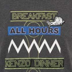 Kenzo Dark Grey Printed Cotton Crew Neck T-Shirt M