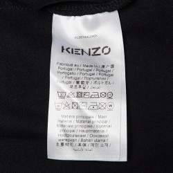 Pre Owned Kenzo Black Logo Print Cotton Knit Crew Neck T-Shirt M