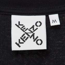 Pre Owned Kenzo Black Logo Print Cotton Knit Crew Neck T-Shirt M