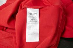 Pre Owned Kenzo Red Logo Embroidered Crew Neck T-Shirt M