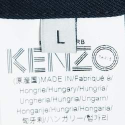 Kenzo Navy Blue Leopard Print Cotton Patch Pocket Detail Jacket L