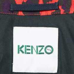 Kenzo Navy Blue Leopard Print Cotton Patch Pocket Detail Jacket L