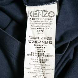 Pre Owned Kenzo Navy Blue Tiger Print Cotton Crew Neck T-Shirt L