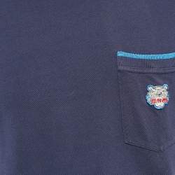 Pre Owned Kenzo Navy Blue Cotton Tiger Patchwork T-Shirt XL