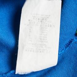 Pre Owned Kenzo Blue Tiger Applique Cotton Pique Polo T-Shirt XL