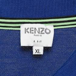 مملوكة مسبقًا Kenzo Blue Tiger Applique Cotton Pique Polo T-Shirt XL