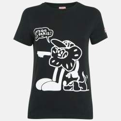 Pre Owned Kenzo Black Boke Boy Travels Print Cotton T-Shirt S