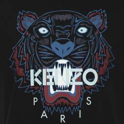 Kenzo Black Fabric Tiger Print T-Shirt XS