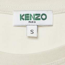 Pre Owned Kenzo Ecru Tiger Print Cotton Knit Crew Neck T-Shirt S
