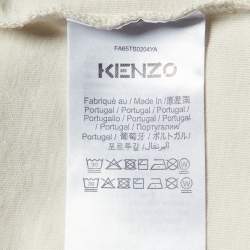 Pre Owned Kenzo Ecru Tiger Print Cotton Knit Crew Neck T-Shirt S