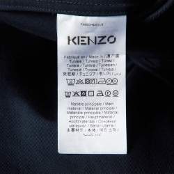 Kenzo Midnight Blue Tiger Embroidered Cotton Polo Shirt M
