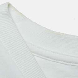 Pre Owned تي شيرت كنزو قطن أبيض مطبوع عليه الشعار ياقة مستديرة مقاس متوسط (ميديوم)