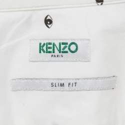 Kenzo White Eye Print Cotton Button Front Shirt M