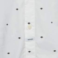 Kenzo White Eye Print Cotton Button Front Shirt M