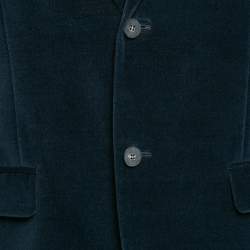 Kenzo Navy Blue Velvet Single Breasted Blazer L