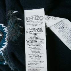 Pre Owned Kenzo Navy Blue Tiger Intarsia Wool Knit Sweater L