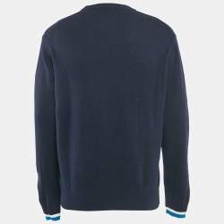 Pre Owned Kenzo Navy Blue Tiger Intarsia Wool Knit Sweater L