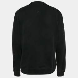 Pre Owned Kenzo Black Tiger Applique Cotton Knit Crew Neck Sweatshirt XL