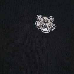Pre Owned Kenzo Black Tiger Applique Cotton Knit Crew Neck Sweatshirt XL